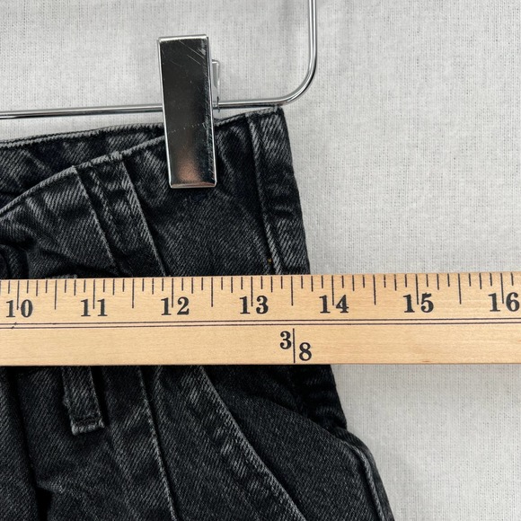 ABERCROMBIE & FITCH Mom Jeans Womens 27 4 Black High Rise Paperbag Tapered Raw - Picture 11 of 14